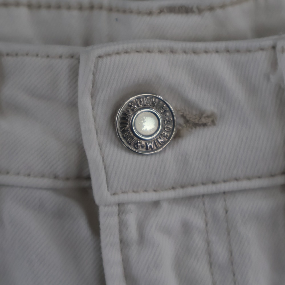 &DENIM Wide Leg Cropped High Waist Jeans Womens 2 White Preppy Casual Nautical‎ - Picture 7 of 16